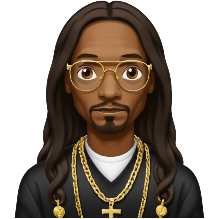 Snoop Dogg with dark brown long hair emoji