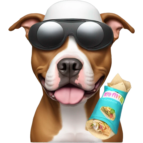 Pitbull with burrito and VR headset  emoji