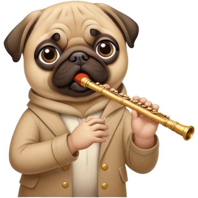 Pug playing the flute emoji