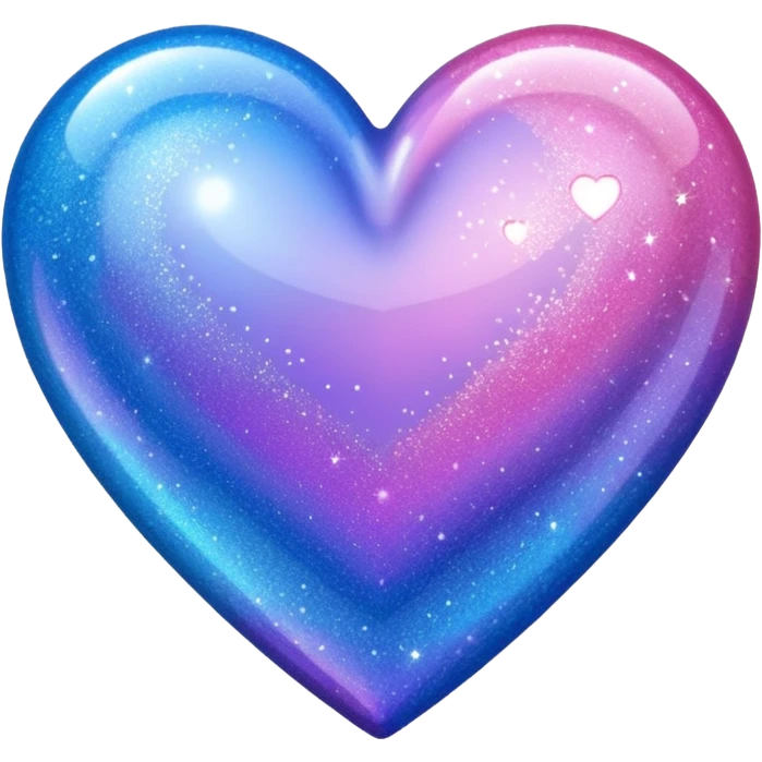 glitter heart with tri-color blue, pink, lavender emoji