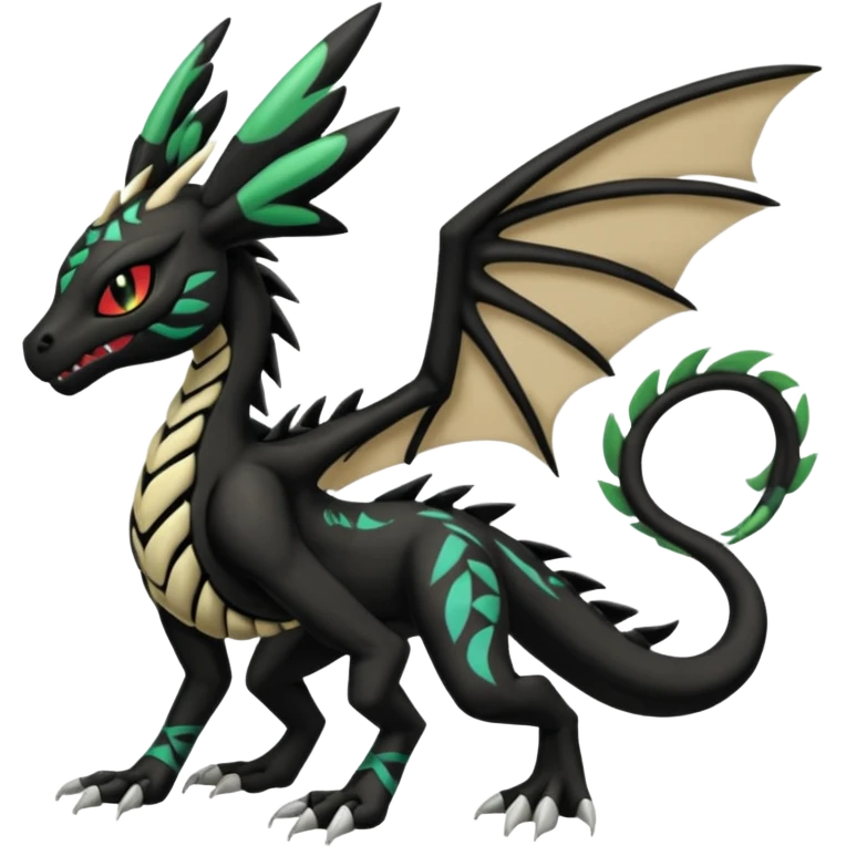 Meloetta-Venom-Scyther-Zekrom-Salandit-fusion, full body, tribal markings, full body emoji