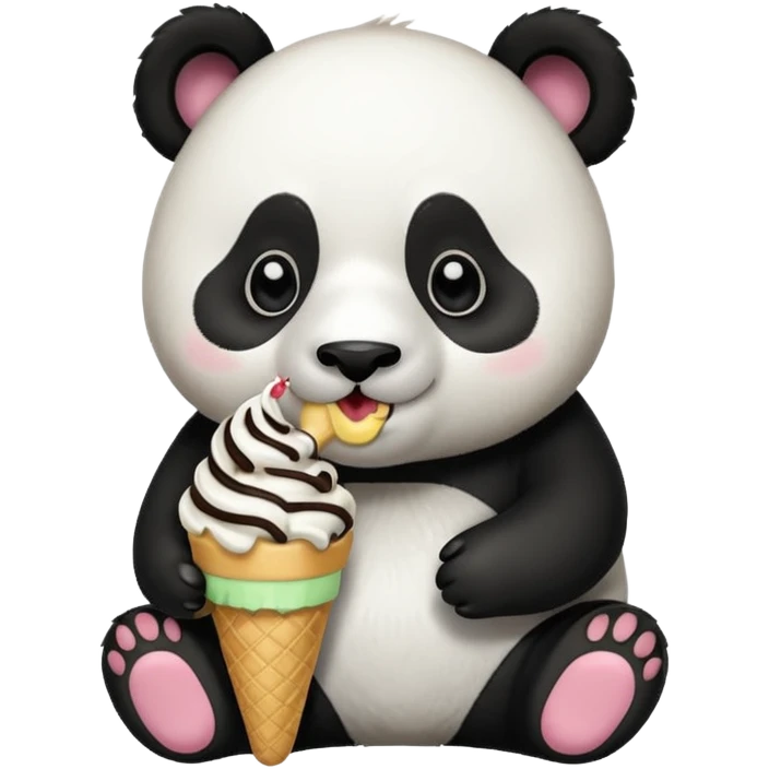Panda eating ice cream emoji