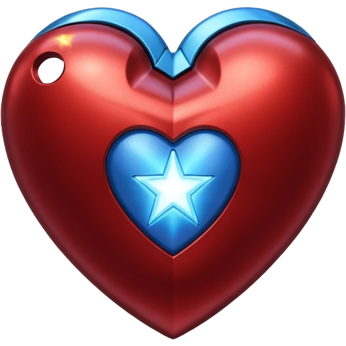 A red Iron Man heart with a glowing blue star in the center emoji