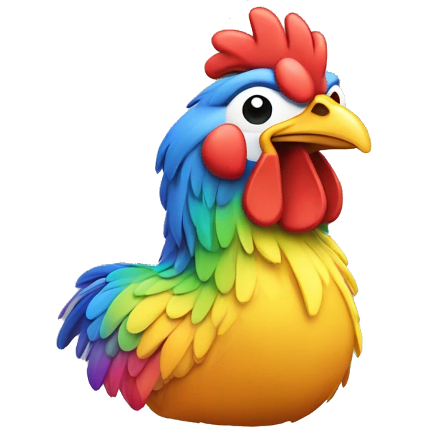 Fünf bunte Hühner emoji