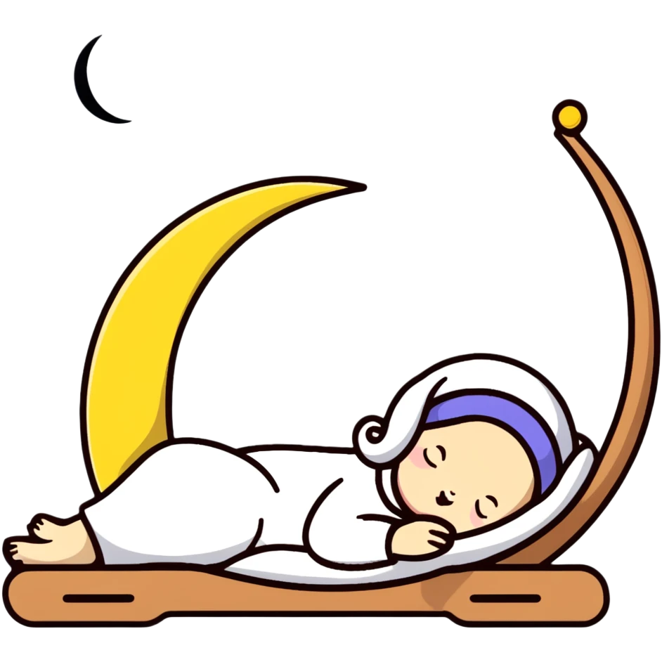 cute sleeping moon with nightcap and snoring emoji