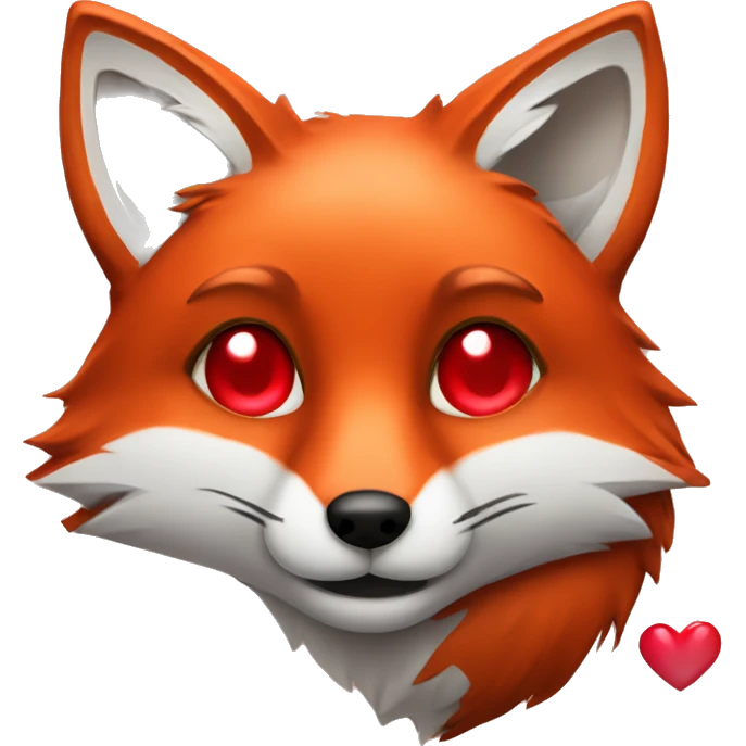 dark red fox face with tiny red heart instead of eyes emoji