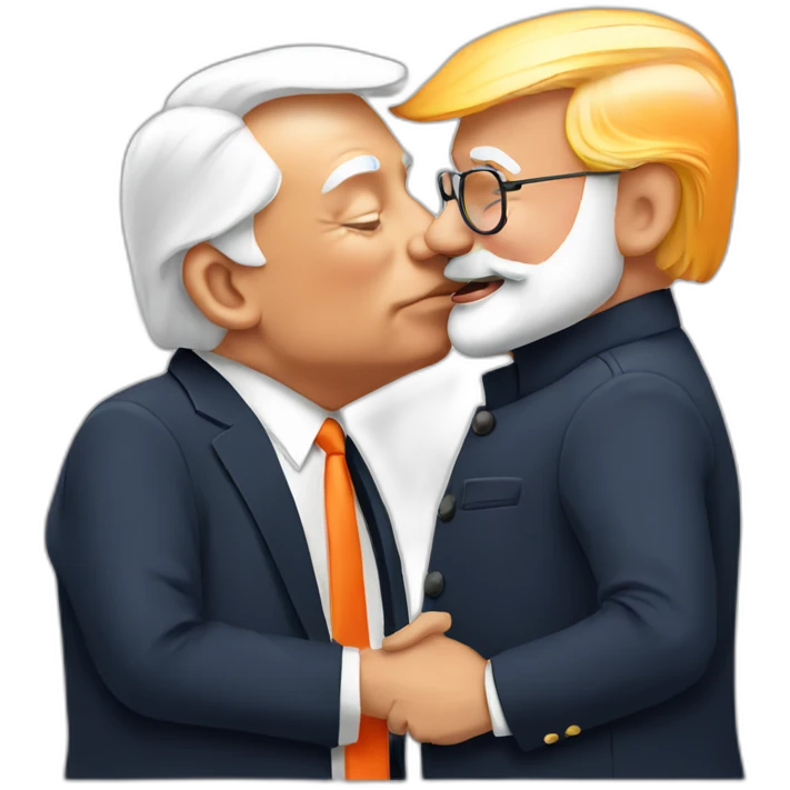 trump kissing modi emoji