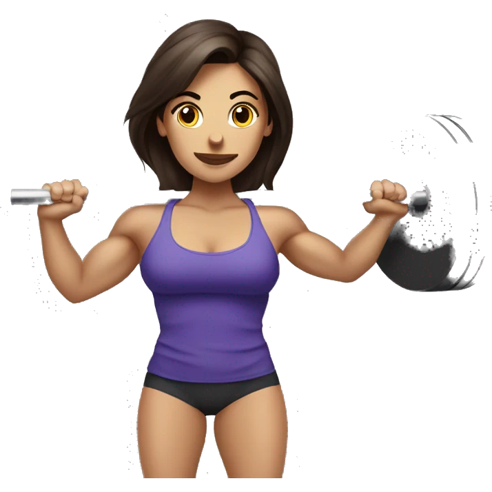 3 strong brunette girls doing barbell  emoji