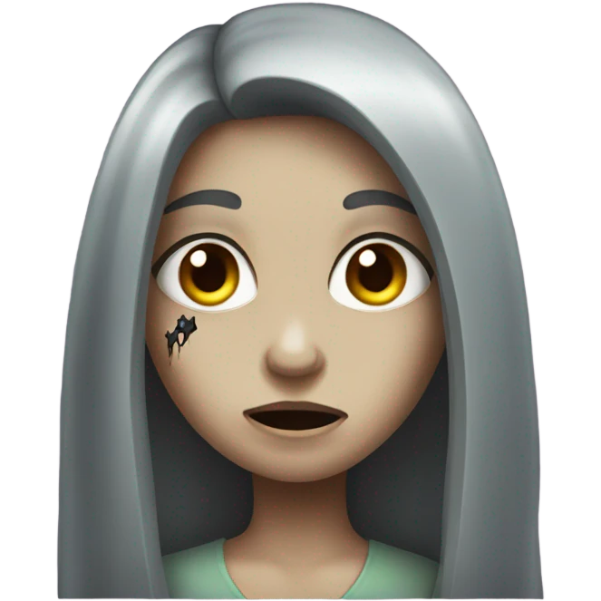 girl zombie with dark long hair emoji