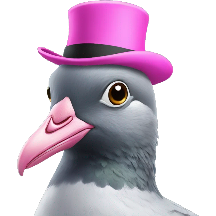 Pigeon wearing a pink top hat  emoji