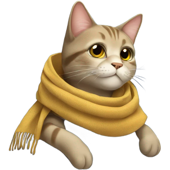 Cat wearing scarf on a plane emoji