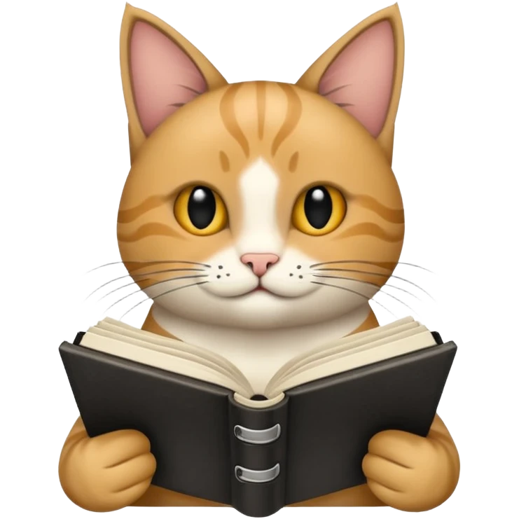 gato del egeo con manchas negras feliz en abriendo una libreta anillada  emoji