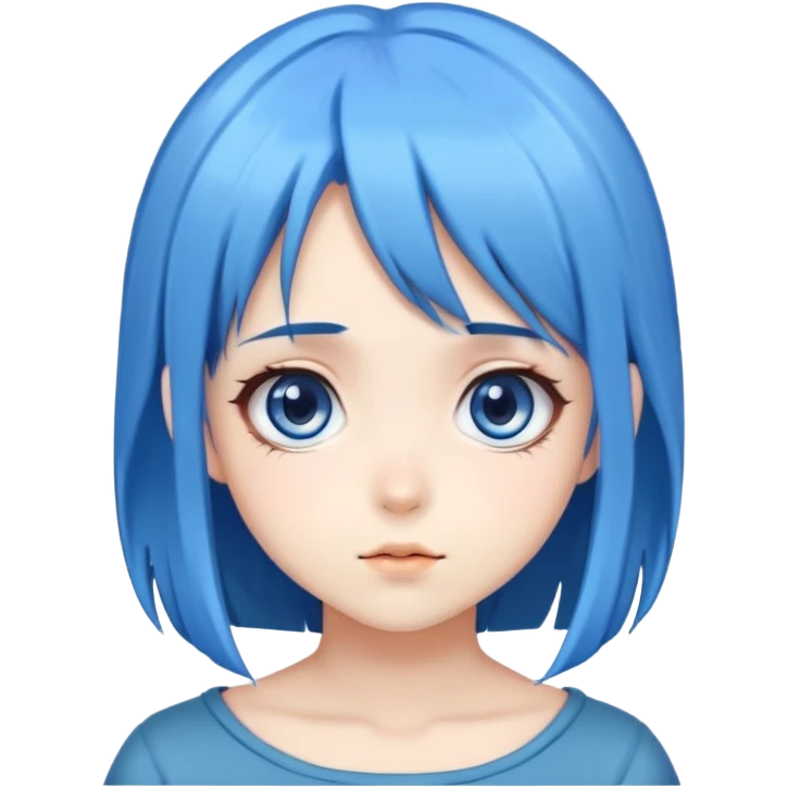Cute anime girl with blue hair and big eyes emoji