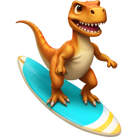dino riding a surf board emoji