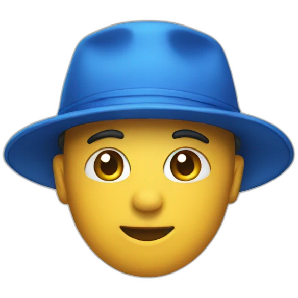 a neutral emoji with blue hat emoji