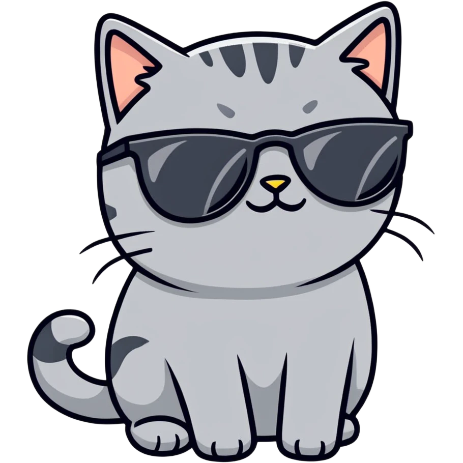Solid Grey Cat with sunglasses emoji