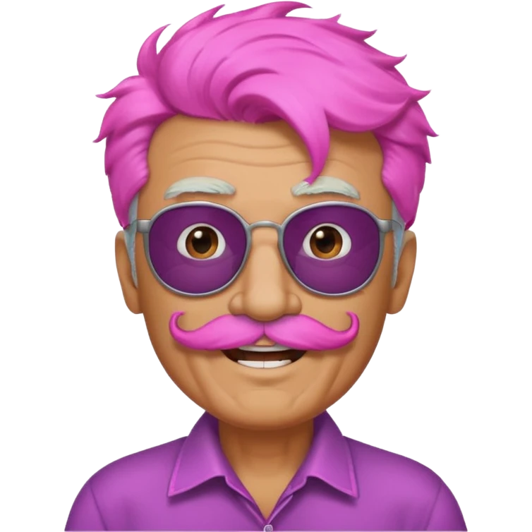 old guy with funny hair and dark shades and pink mustache emoji