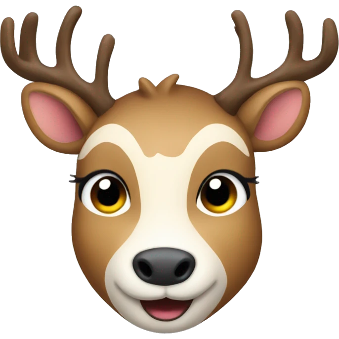 deer with a christmas happy face emoji