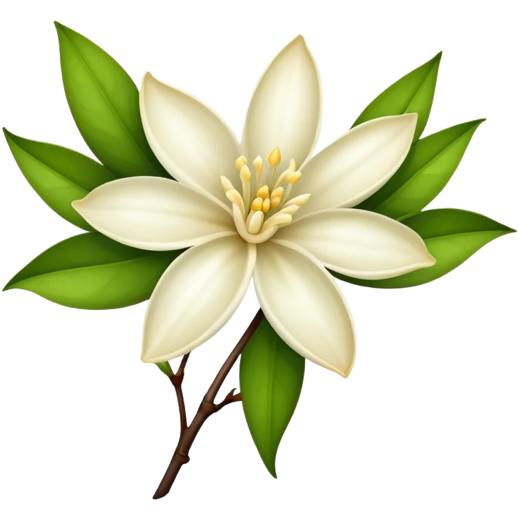 Vanilla Flower With Pods And Leaves, Vanilla Flower, emoji