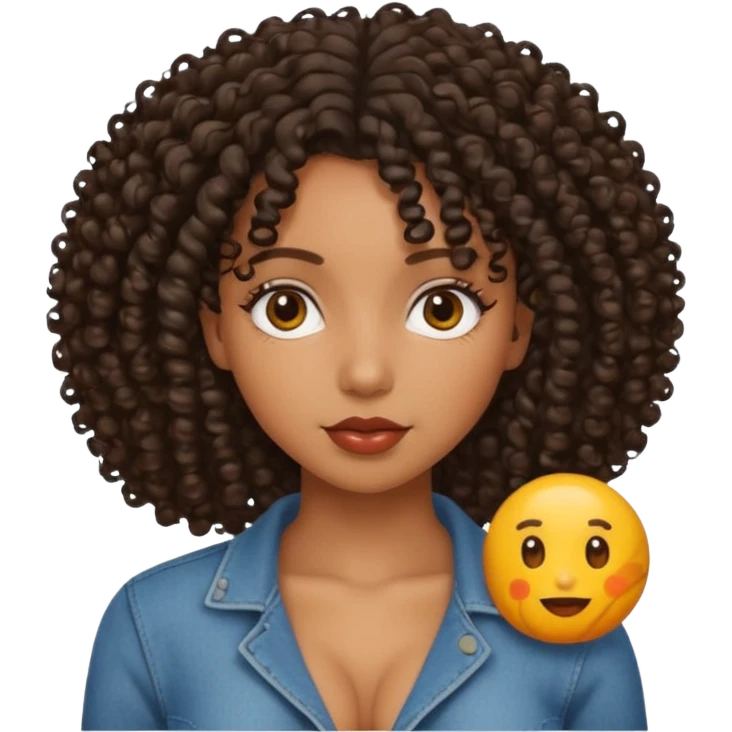 Black girl with curly hair with big bobs emoji