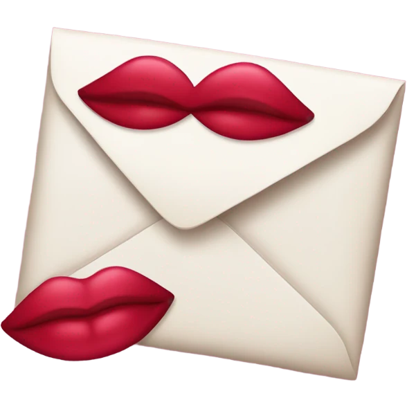 Pink love letter with a lipstick kiss  emoji
