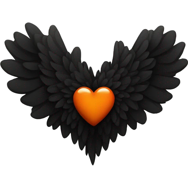 Deep orange heart with black wings around it emoji
