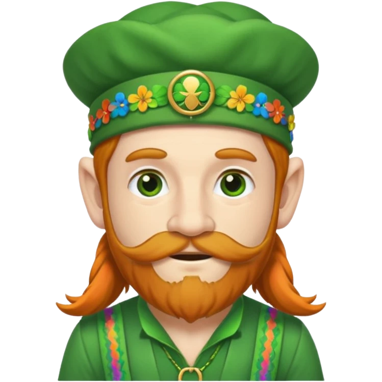 hippy leprechaun with thin mustache emoji