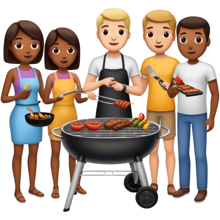muchas personas usando una parrilla de 2 metros emoji
