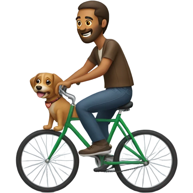 Man riding a bike holding a dog  emoji
