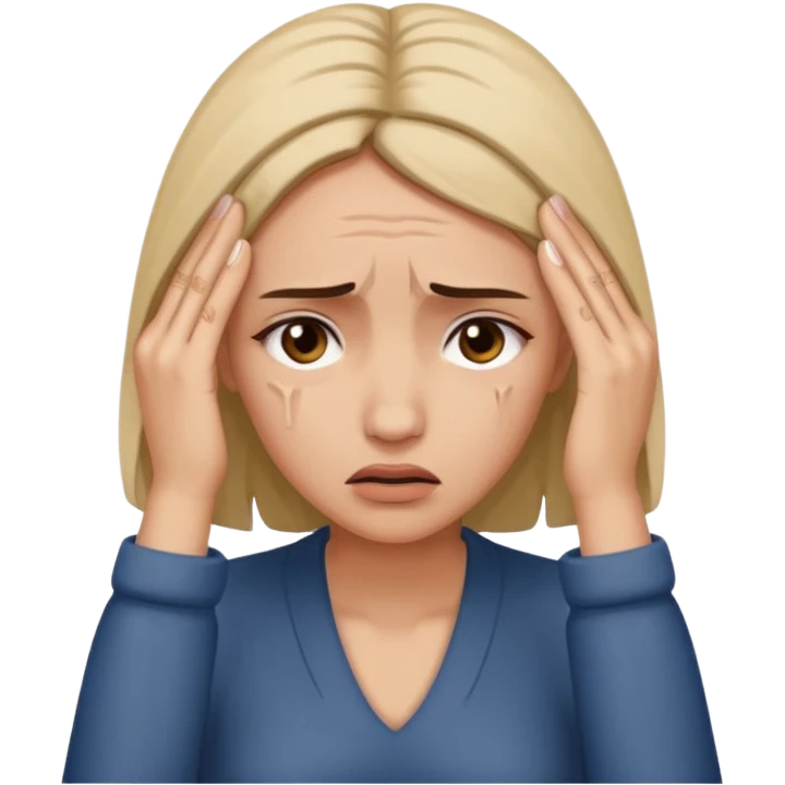 an emoji in which a woman sighs and holds her forehead with her hands...sighs!!!!!!!! woman's feeling is so bad...and.....yeah... emoji
