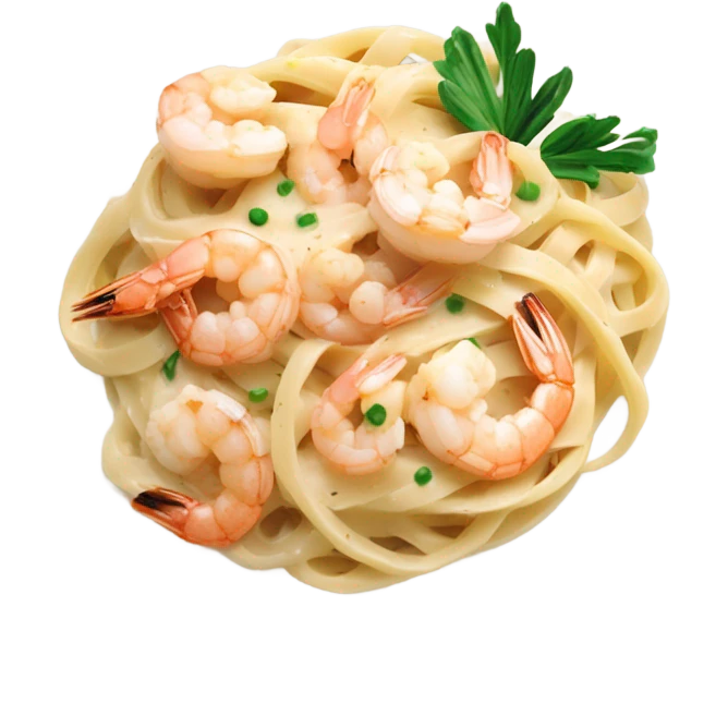 Shrimp Alfredo with garlic bread  emoji