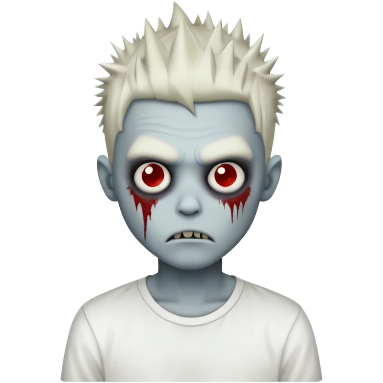 zombie boy with spiky emo hair and white shirt emoji