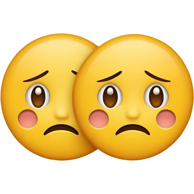 two emojis not happy stuck together no pink cheeks only two  emoji