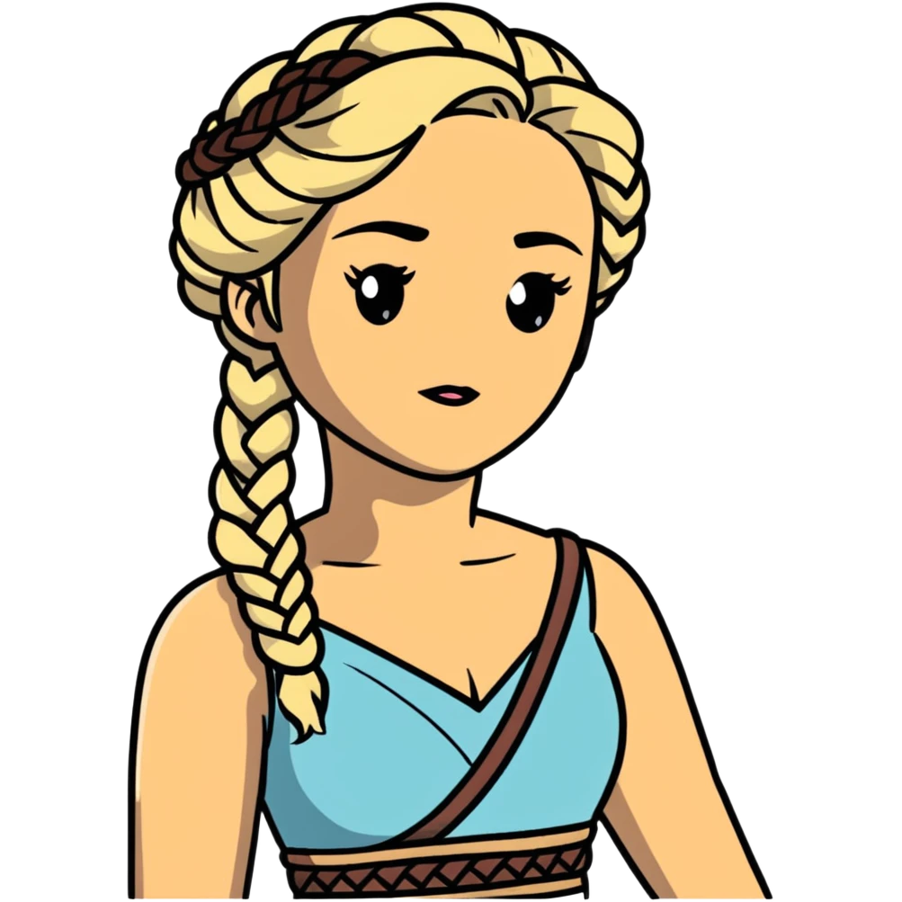Daenerys Targaryen Game of Thrones character with blonde braided hair, chest up emoji