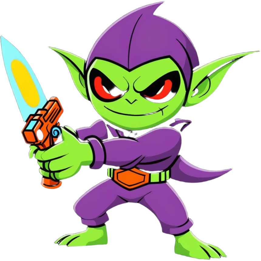 A goblin with a watergun emoji