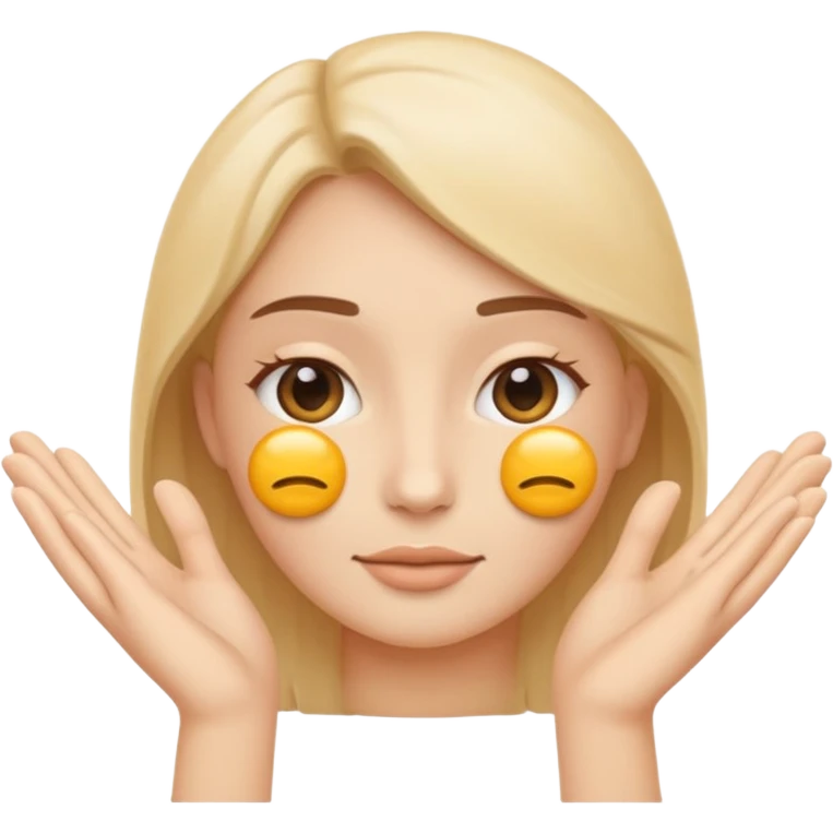 Minimal emoji representing reduced facial puffiness, soft hand gesture shaping the face contour, balanced and natural appearance, wellness-focused, simple and easy to understand
 emoji