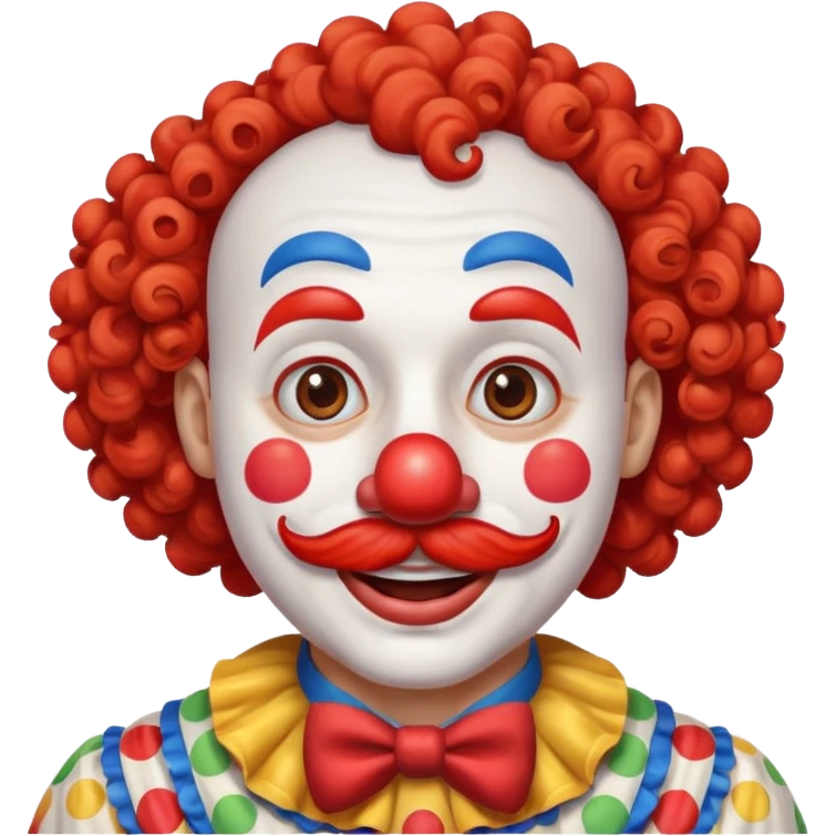 Classic clown — curly mustache, red nose emoji