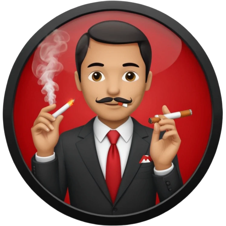 Draw a no smoking sign. Next to it, there is a man in a suit smoking a cigar. emoji