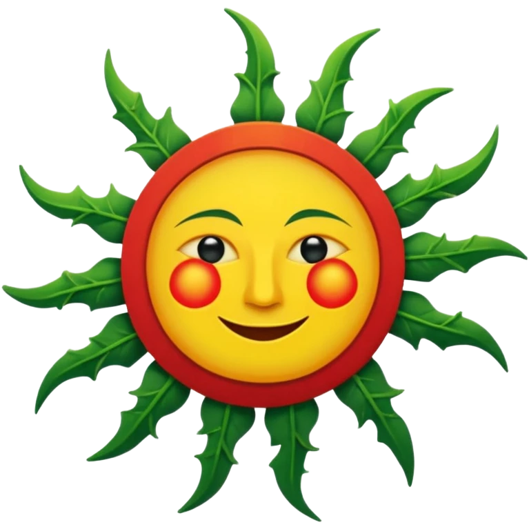 Medieval Banner with a white background, yellow sun in the foreground, and red beams on the sun, add green edges to the banner and make the sun have a crudely drawn face in black emoji