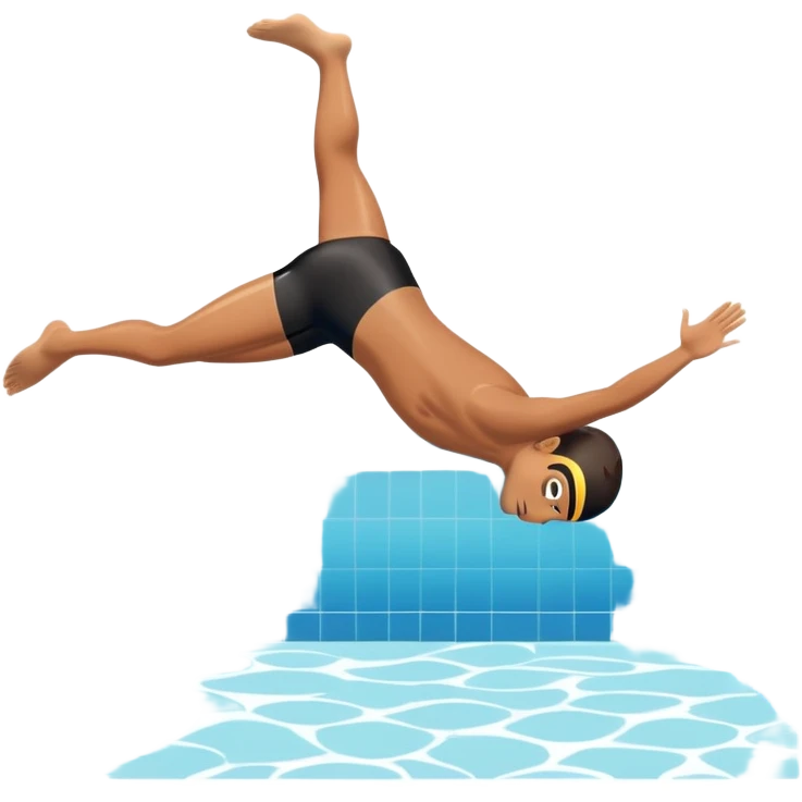 inexperienced determined person diving into a pool of divers, with a pool named confidence... glowing body  emoji