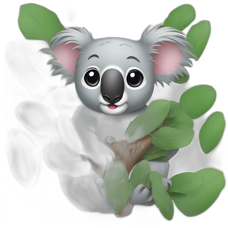 Koala mange un eucalyptus emoji