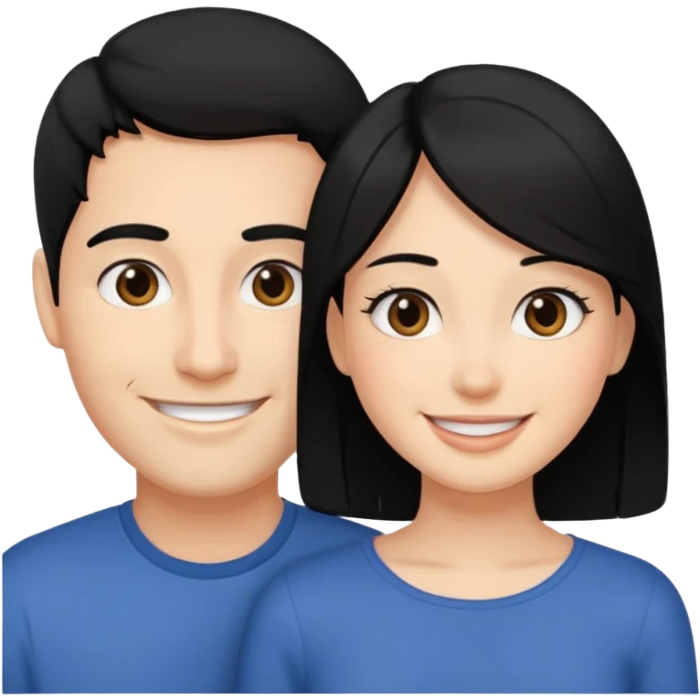 A couple with black hair and even skin smiling emoji