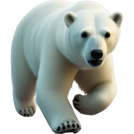 Polar bear running around on the beach  emoji