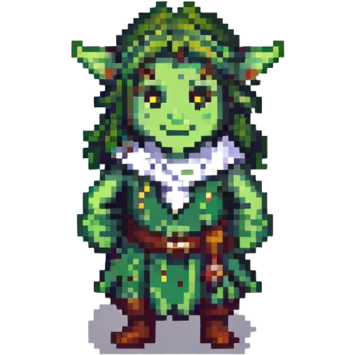 light green firbolg character, pixel art, emoji size emoji