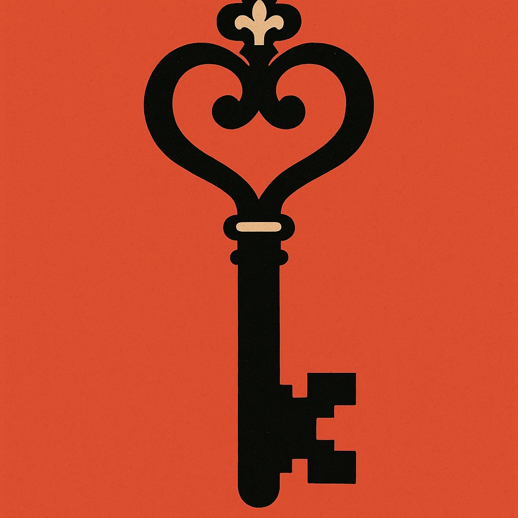 a gothic key in black and pink, vintage and mysterious, gothic design emoji