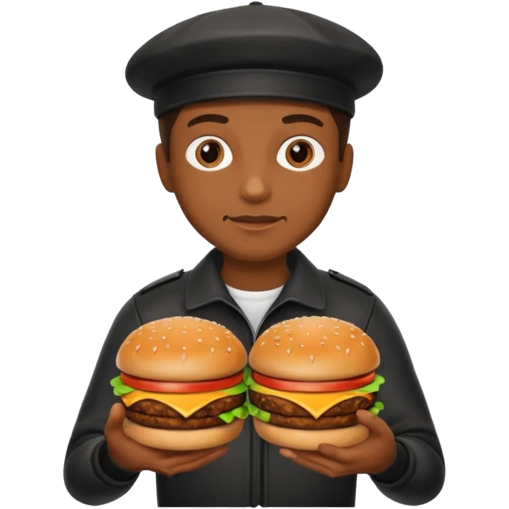 Burglar holding a burger  brown skin emoji
