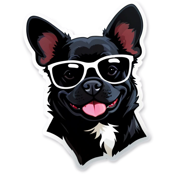 Black French dog with sunglasses  emoji