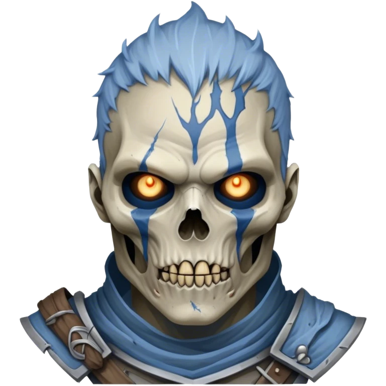 Cinematic Realistic WoW Undead Warrior Portrait, depicted with decayed yet noble features, his weathered, pallid skin etched with ghostly blue veins and ancient scars. Clad in modest, tattered attire in muted browns and greys that remain consistently rugged, his hollow eyes burn with determined defiance. Rendered with lifelike texture and dramatic natural lighting, high shine, noble and resilient, capturing the stoic spirit of an undead veteran of Azeroth. emoji