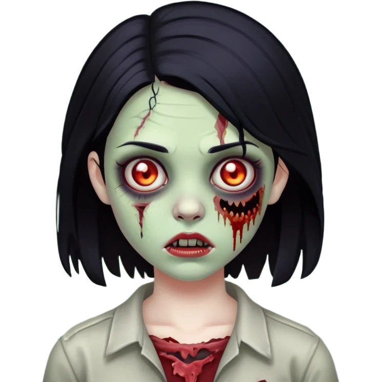 Girls zombie with Black hair emoji