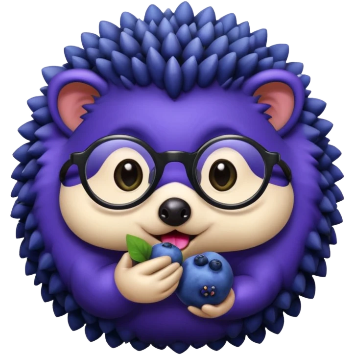 black hedgehog with glasses eating  emoji